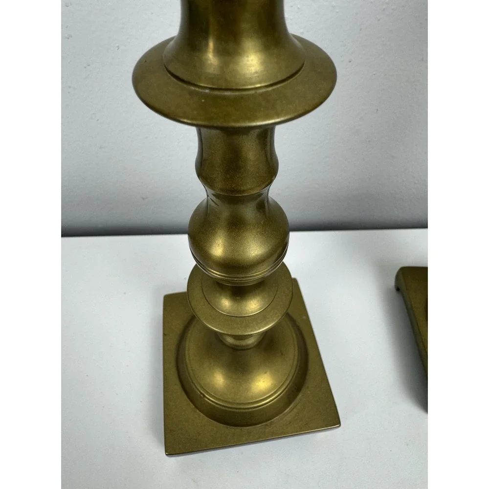 Vtg Mid Century Brass Candlesticks Pair 9.5